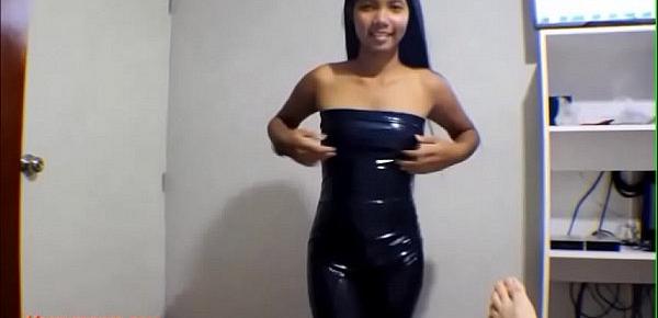  9 weeks pregnant thai asian teen get anal creampie in black leather